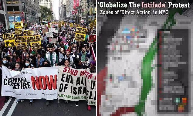 حرب غزة والتضليل :"عولمة الانتفاضة"لمجموعة مناصرة لفلسطين توزع خريطة لمدينة نيويورك واسرائيليات تودعن ضحاياهن وتكذيب حكومتهن